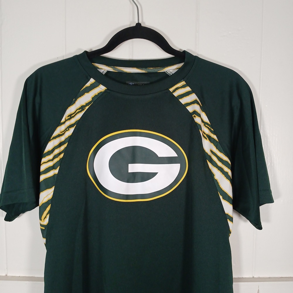 Green Bay Packers NFL Team Apparel Shirt Mens XL Green Zebra Print Raglan Zubaz